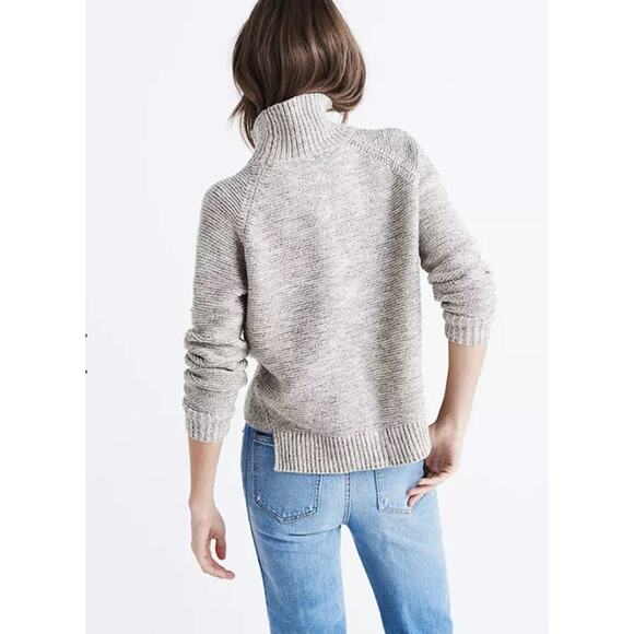 Madewell Raglan Turtleneck Sweater Gray Cotton Blend XXS - Picture 3 of 7